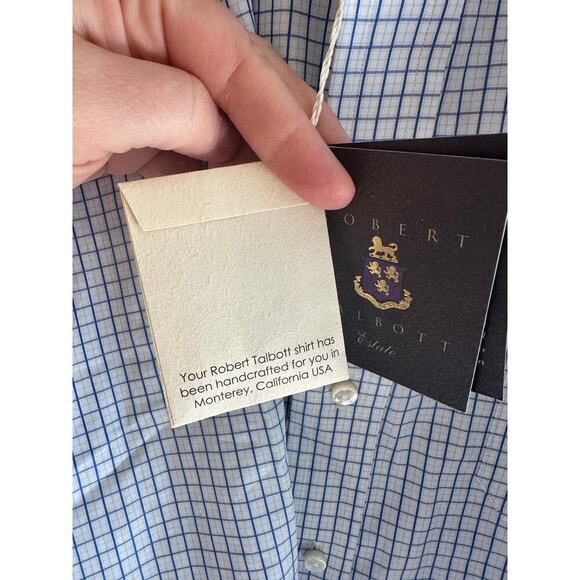 NWT Robert Talbott/Maus Hoffman Light Blue Grid Check Button-down 100% Cotton 17 - Picture 5 of 8